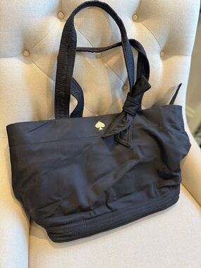 Black Kate Spade Nylon Diaper Bag with Bow Accent